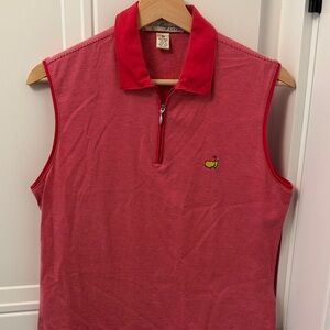 Magnolia Sleeveless Pink Golf Polo with Yellow Masters Logo